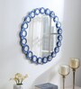 Round Wall Mirror in Blue Colour