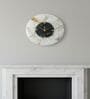 Round White Agate And Green Marble Big Desk Clock With Metal Stand