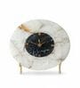 Round White Agate And Green Marble Big Desk Clock With Metal Stand