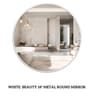 32 Inch White Round Mirror in Metal Frame