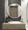 24 Inch White Round Mirror in Metal Frame