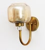 Rounded Cube Glass Wall Sconce with Amber Shade