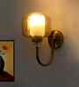 Rounded Cube Glass Wall Sconce with Amber Shade