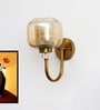 Rounded Cube Glass Wall Sconce with Amber Shade