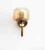 Rounded Cube Glass Wall Sconce with Amber Shade