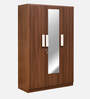 Rova 3 Door Wardrobe In Walnut Finish With Mirror