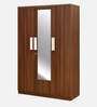 Rova 3 Door Wardrobe In Walnut Finish With Mirror