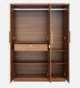 Rova 3 Door Wardrobe In Walnut Finish With Mirror