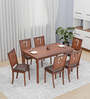 Rover Solid Wood 6 Seater Dinning Table In Walnut Brown Finish
