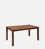 Rover Solid Wood 6 Seater Dinning Table In Walnut Brown Finish