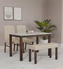 Roxbury Solid Wood 4 Seater Dining Set In Oak Finish With Bench