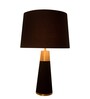 Maurice Black Cotton Shade Night Lamp With Metal & Wood Base