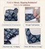 Royal Blue Motif Polycotton Double King Fitted Bedsheet With 2 Frill Pillow Covers