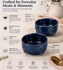 Royal Blue Button Ceramic Serving Bowl, 500 Ml