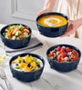 Royal Blue Button Ceramic Serving Bowl, 500 Ml