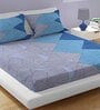 Royal Blue Geometric 120 TC Microfiber 3 Pieces Queen size Bedsheet Set