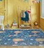 Royal Blue Kids Polyester 5 ft x 7 ft Machine Made Carpet