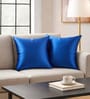 Royal Blue Satin Solid 40x40 inches Cushion Covers Set of 2