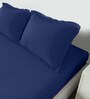 Royal Blue Solid 210 TC Cotton Single Bed Sized Bed Sheets with 2 Pillow Covers