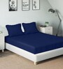Royal Blue Solid 210 TC Cotton Single Bed Sized Bed Sheets with 2 Pillow Covers