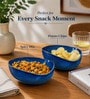 Royal Blue Triangle Ceramic Serving Bowls, 500 Ml (Set Of 2)