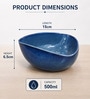 Royal Blue Triangle Ceramic Serving Bowls, 500 Ml (Set Of 2)