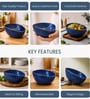 Royal Blue Triangle Ceramic Serving Bowl, 500 Ml