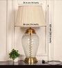 Royal Brass Antique Finish And Diamond Cut Glass Table Lamp 25 Inches Height With Off White Pleated 14 Inches Diameter Lampshade