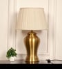 Royal Brass Antique Gold Finish Table Lamp 23 Inches Height With Off White 14 Inches Pleated Diameter Lampshade
