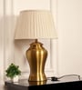 Royal Brass Antique Gold Finish Table Lamp 23 Inches Height With Off White 14 Inches Pleated Diameter Lampshade