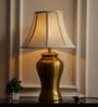 Royal Brass Antique Gold Finish Table Lamp 24 Inches Height With Off White 14 Inches Bell Diameter Lampshade