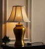 Royal Brass Antique Gold Finish Table Lamp 24 Inches Height With Off White 14 Inches Bell Diameter Lampshade