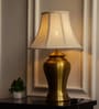 Royal Brass Antique Gold Finish Table Lamp 24 Inches Height With Off White 14 Inches Bell Diameter Lampshade