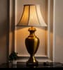 Royal Brass Antique Gold Finish Trophy Table Lamp 28 Inches Height With Off White Bell 14 Inches Diameter Lampshade