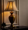 Royal Brass Antique Gold Finish Trophy Table Lamp 28 Inches Height With Off White Bell 14 Inches Diameter Lampshade