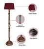 Royal Carving Antique White Finish Wooden Floor Lamp with Red Shade