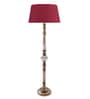 Royal Carving Antique White Finish Wooden Floor Lamp with Red Shade