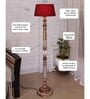 Royal Carving Antique White Finish Wooden Floor Lamp with Red Shade