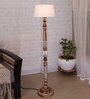Royal Carving Antique White Finish Wooden Floor Lamp with White Shade