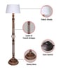 Royal Carving Antique White Finish Wooden Floor Lamp with White Shade