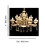 Royal Classic 12 Arms Crystal Chandelier with Antique Gold Finish