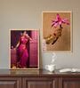 Traditional Indian Woman & Lotus Wall Art Framed Set of 3