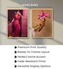 Traditional Indian Woman & Lotus Wall Art Framed Set of 3