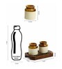 Royal Garnishers 80ml Multicolour Ceramic (Set of 3) Salt & Pepper Shaker with Sheesham Wood Tray