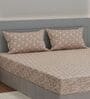 Beige Abstract 180 TC Polyester King Sized Bedsheet With 2 Pillow Covers