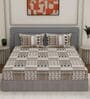 Brown Abstract 180 TC Polyester King Sized Bedsheet With 2 Pillow Covers