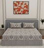 Grey Abstract 180 TC Polyester King Sized Bedsheet With 2 Pillow Covers