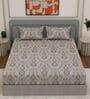 Grey Abstract 180 TC Polyester King Sized Bedsheet With 2 Pillow Covers