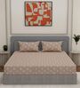 Beige Abstract 180 TC Polyester King Sized Bedsheet With 2 Pillow Covers