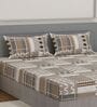 Brown Abstract 180 TC Polyester King Sized Bedsheet With 2 Pillow Covers